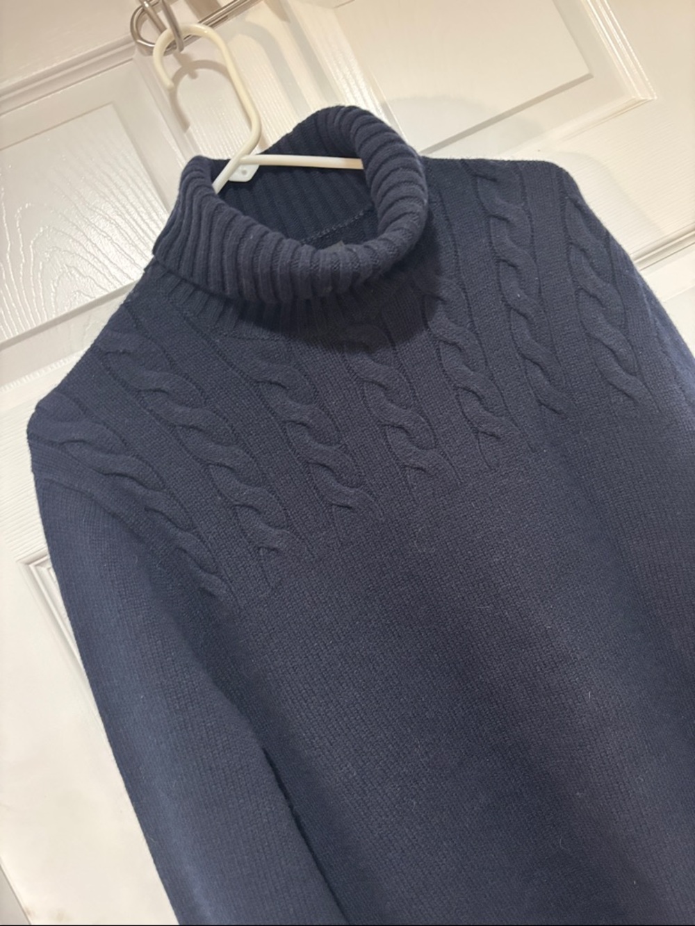 BONOBOS Navy Cable Knit Turtleneck Slim Fit Sweater